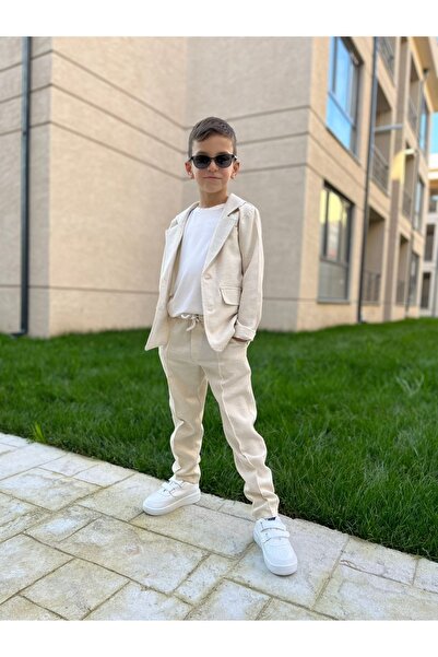 STAR GOGO KİDS Boy's Organic Linen Suit (3 Pieces)