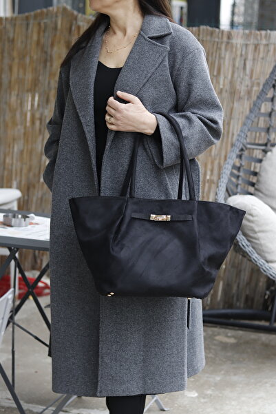 MODA Büyük Vizon Süet Omuz Çantası