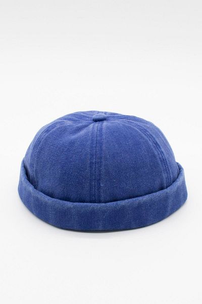 Külah Vintage Retro Blue Distressed Cotton Cap Docker Hat