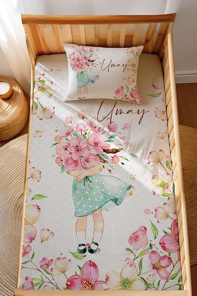 Homamia 100% Cotton Jacquard Montessori Pique Set Floral Girl