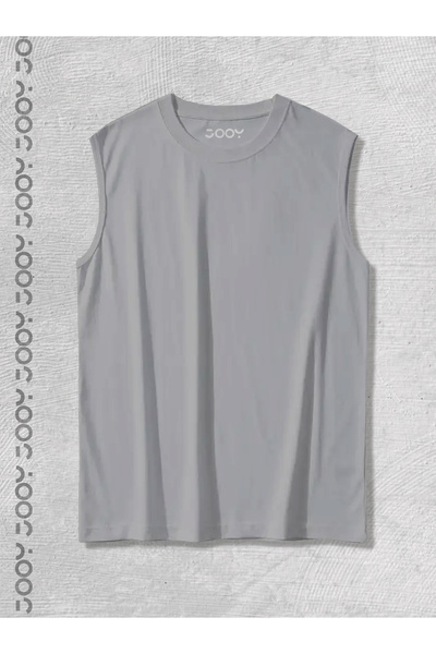 Jooy Smoke Gray Men's Cotton Training Sports Athlete Oversize Sleeveless T-Shirt