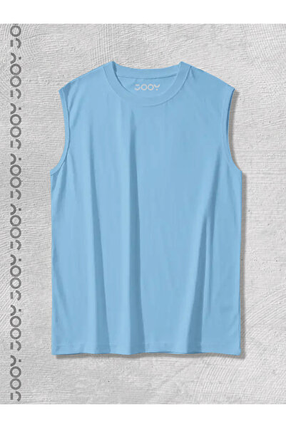 Jooy Baby Blue Men's Cotton Training Sports Athlete Oversize Sleeveless T-Shirt
