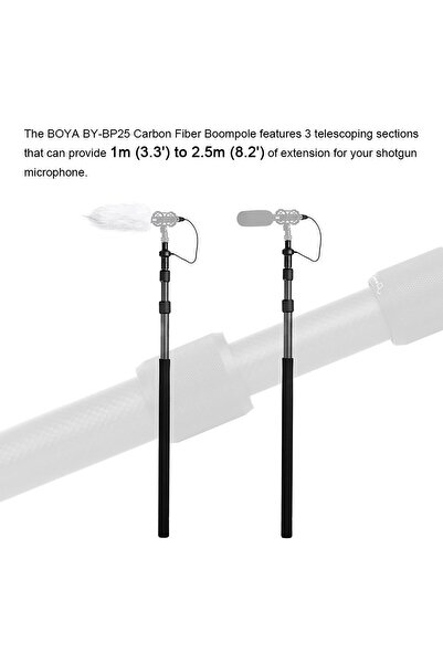 BOYA BY-PB25 Karbon Fiber Mikrofon Sopa Boom Pole