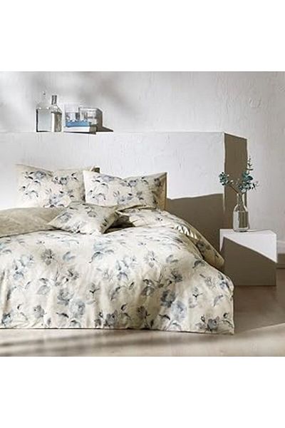 NETWORK ART Crown Naia Patterned 100% Cotton Duvet Cover Set, Blue, Single