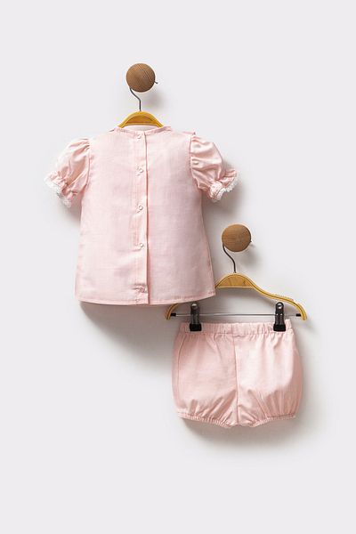 Cassiope Frilly Embroidered Short Shorts Special Day Eid Top and Bottom 2-Piece Baby Girl Set