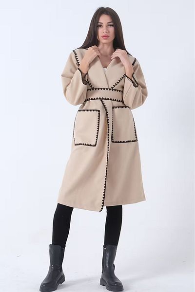 İKLİM LİFE Embroidered Coat with Shawl Collar