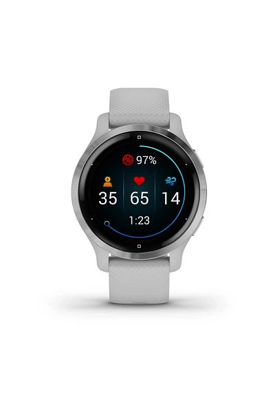 Garmin Venu 2S - 40mm - Silver Stainless Steel Bezel with Mist Grey Case and Silicone Band