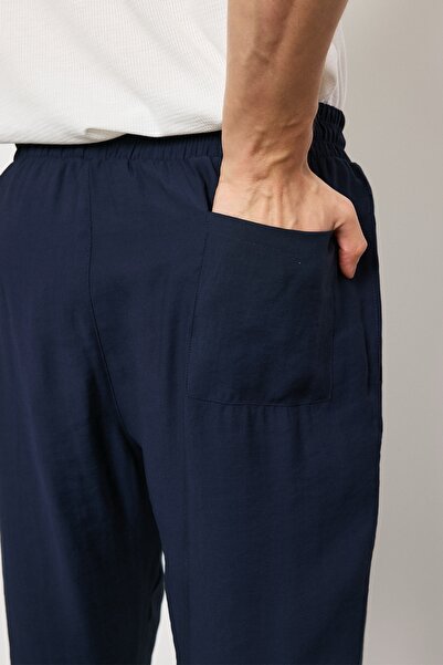 MADZEYMODA Преміум чоловічі баггі штани з еластичним поясом, сині, ткані LS-23095