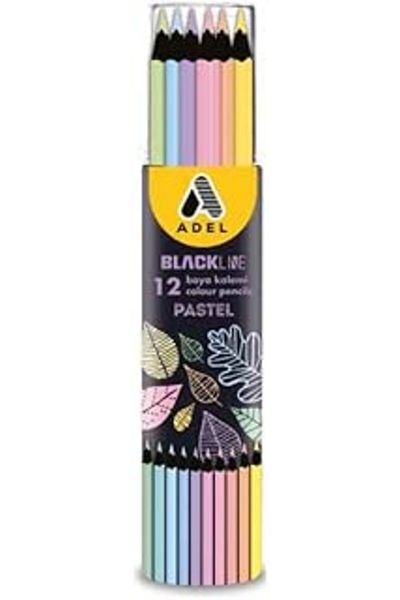 Mustore Adel Blackline Pastel Colors Crayons 12 Colors