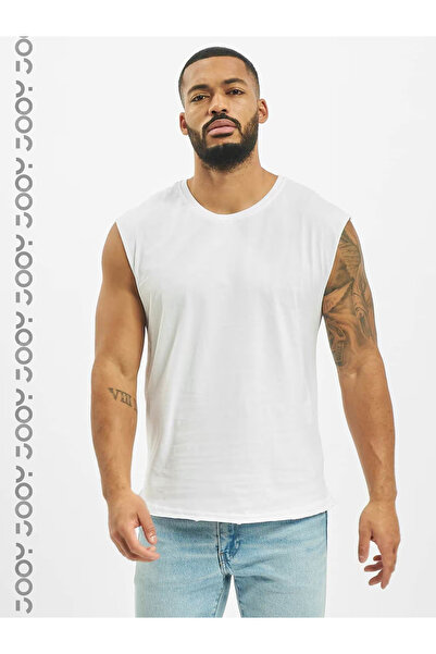 Jooy Beyaz Kolsuz Sporcu Atleti Oversize Tshirt - Siyah Penye Şort 2'li Takım
