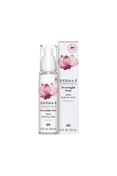 DERMA E Overnight Peel – Vegan, Gluten-Free Facial Exfoliant with AHA & Lactic Acid, 2 fl oz