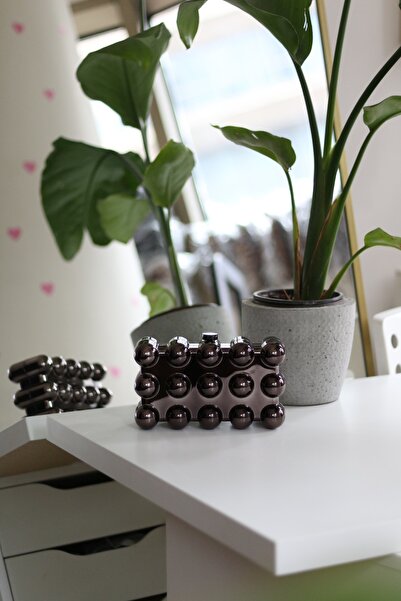 Moom Bag Γυναικείο βραδινό φόρεμα με μοτίβο με φυσαλίδες από πλατίνα με επικά...