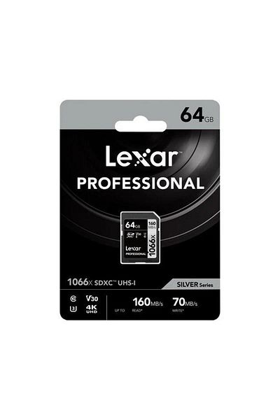 Lexar بطاقة ذاكرة احترافية سعة 64 جيجابايت بسرعة 160 ميجابايت/ثانية Sdxc