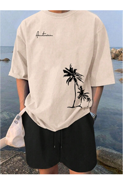 MOONBULL Set de tricou și pantaloni scurți oversize cu imprimeu Amsterdam pen...