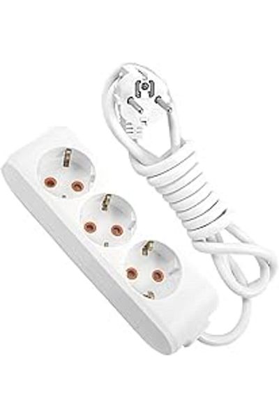Mu Art 2 Meter 3-Plug Socket - Long Flexible Cable, Safe and Durable Extension Cable Coupler Socket