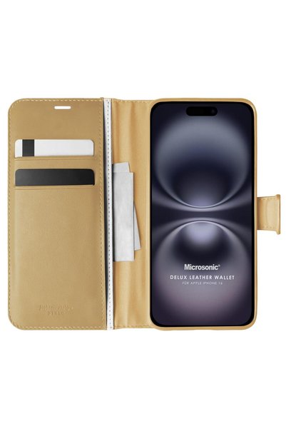 Microsonic Apple iPhone 17 Case Delux Leather Wallet Gold