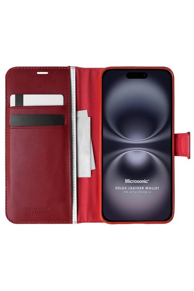 Microsonic Apple iPhone 17 Case Delux Leather Wallet Red