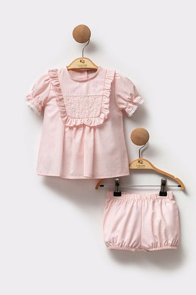 Cassiope Frilly Embroidered Short Shorts Special Day Eid Top and Bottom 2-Piece Baby Girl Set
