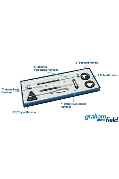 Graham-Field 7-Piece Neurological Diagnostic Set - Buck, Taylor, Wartenburg, Babinski Hammers - 1303