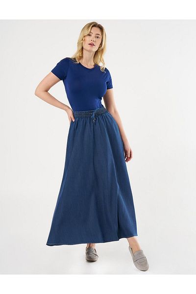 Kayra Fusta Lyocell cu talie elastică Indigo