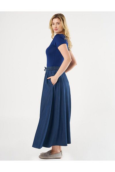 Kayra Fusta Lyocell cu talie elastică Indigo