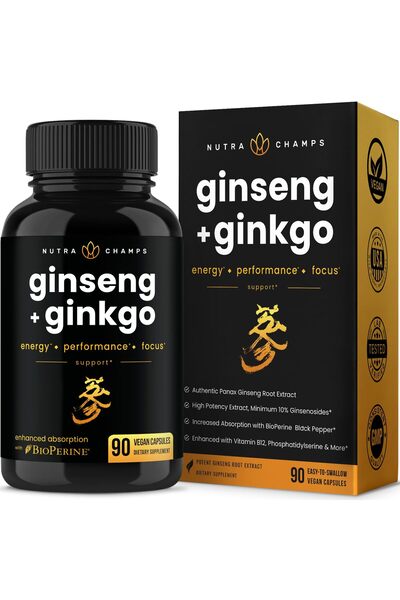 NutraChamps Korean Red Ginseng Capsules | Extra Strength for Energy, Focus, V...