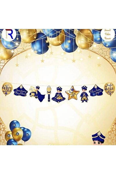 Parti Dükkanım Sünnet Dekor Banner Set Gold 210 cm