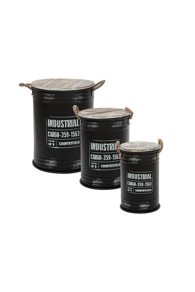 Atmosphera 3-Piece Loft High Quality Iron Industrial Storage Trunk Set