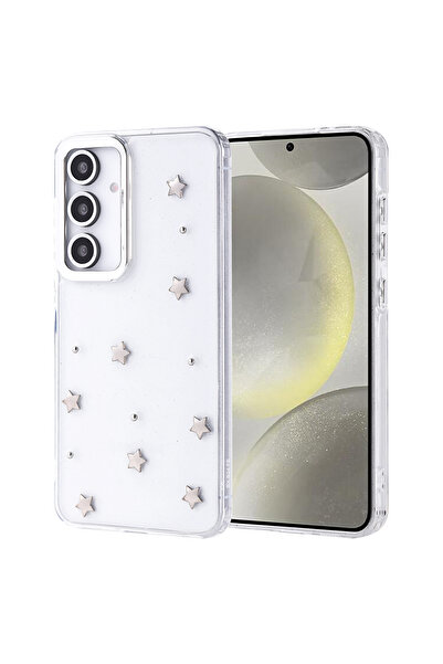 m.tk moveteck Samsung Galaxy A16 Uyumlu Fiyonk Desenli Şeffaf Kılıf Simli Dar...