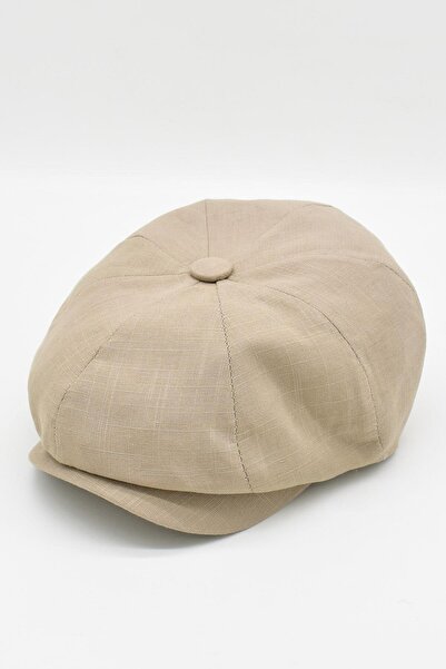 Külah قبعة كتان للرجال قبعة موزع الصحف قبعة تريلبي بيريه - بيج