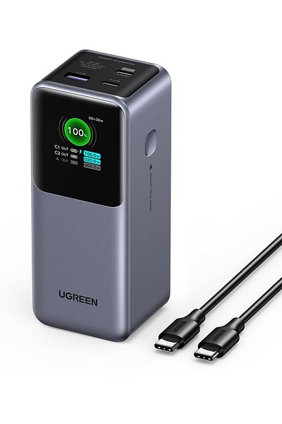 Ugreen Nexode Power Bank 20000mAh 130W Fast Charging, 2 USB-C and 1 USB-Ports, Smart Digital Display
