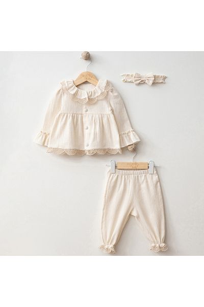 Mymio Embroidered Crinkle Baby Girl Set of 2 3-12 Months