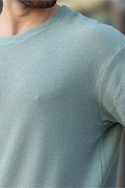 Madmext Mint Green Crew Neck Oversize Men's T-Shirt E7134