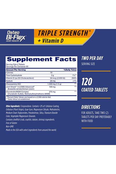 Osteo Bi-Flex Triple Strength Glucosamine Chondroitin with Vitamin D, Joint Health, 120 Coated Tablets