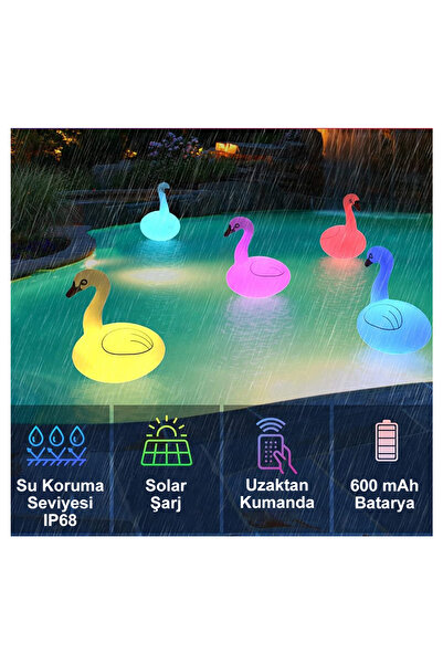 Greentech Güneş Enerjili Renk Değiştiren Led’li Şişme Kuğu / GT-SL24