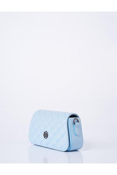 Kayra Geantă albastră din piele artificială cu model Argyle