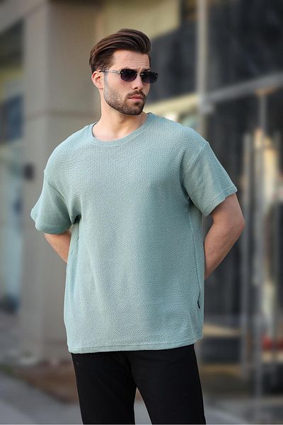 Madmext Ανδρικό T-shirt Mint Green Crew Neck Oversize E7134