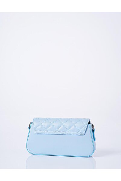 Kayra Blue Diamond Pattern Faux Leather Bag