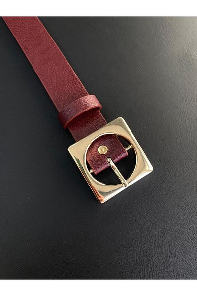 LİA KEMER Square Gold Buckle Model Belt Waist Belt Coat Belt Dress Belt Trouser Belt