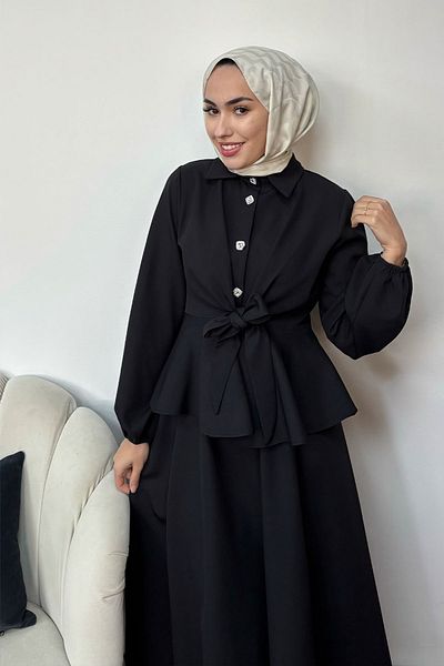 Tesettür Diyarı Σετ Hijab Crepe με λεπτομέρεια με πέτρινο κουμπί