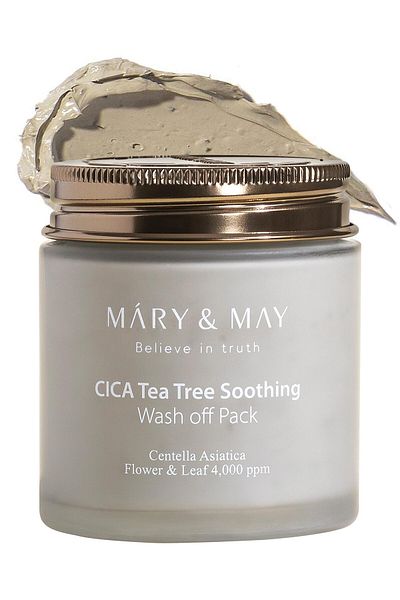 mary&mary Vegan Cica Tea Tree Soothing Clay Mask for Sensitive Skin, Relieves Irritation & Hydrates, 4.4oz