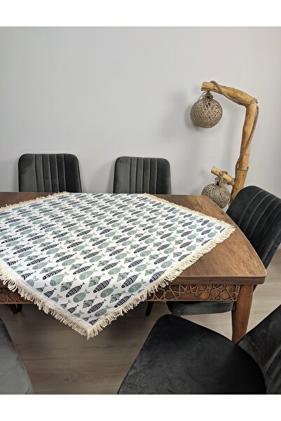TUNCAY TEKSTİL Green Fish Tablecloth - Fish Carefree Wipeable