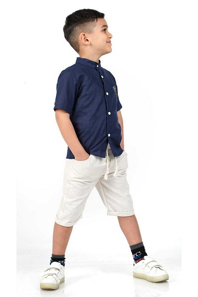 Katre Boy's Shirt and Linen Capri 2-Piece Suit