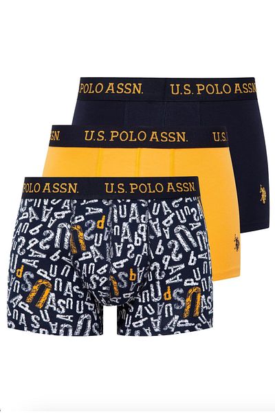 U.S. Polo Assn. Мъжки боксерки от 3 части, 95% памук, 5% еластан, лицензирани от USPA, в кутия