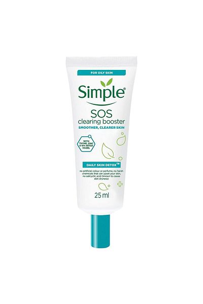 Simple Daily Skin Detox SOS Clearing Booster with Thyme, Zinc, Witch Hazel - 25ml, Shine & Blemish Control