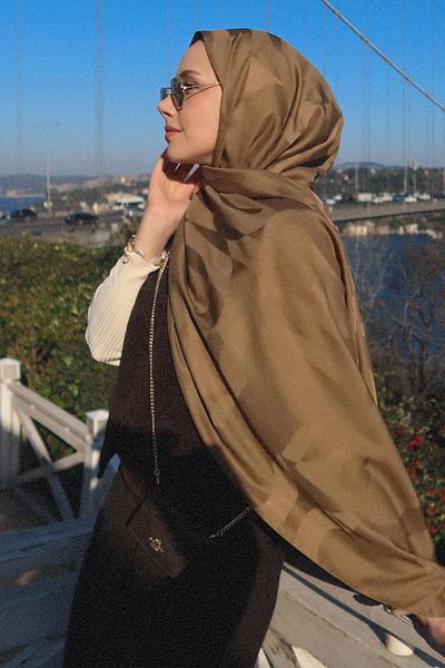 carell Feyza Hakyemez's Choice C Pattern Monogram Cotton Silk Shawl Walnut