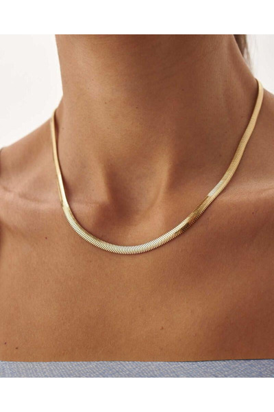 Üresinler Kuyumculuk 14 Ayar Altın İtalyan Balıksırtı Zincir Kolye 4mm Kalın