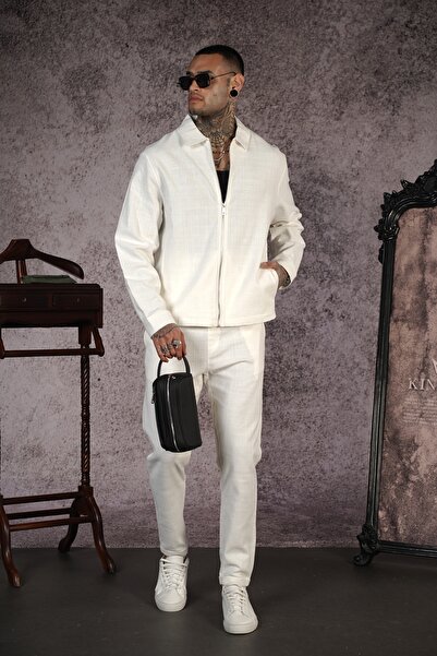 Butik Чоловічий костюм на блискавці з лайкрової білизни оверсайз на блискавці, куртка та штани