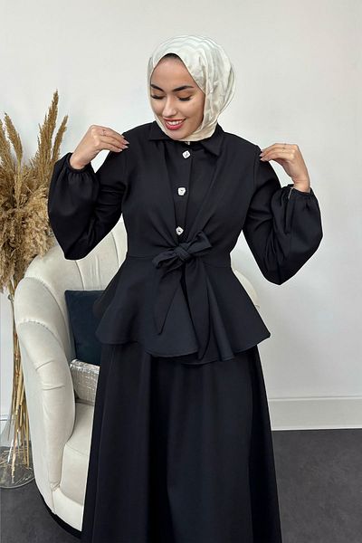 Tesettür Diyarı Σετ Hijab Crepe με λεπτομέρεια με πέτρινο κουμπί