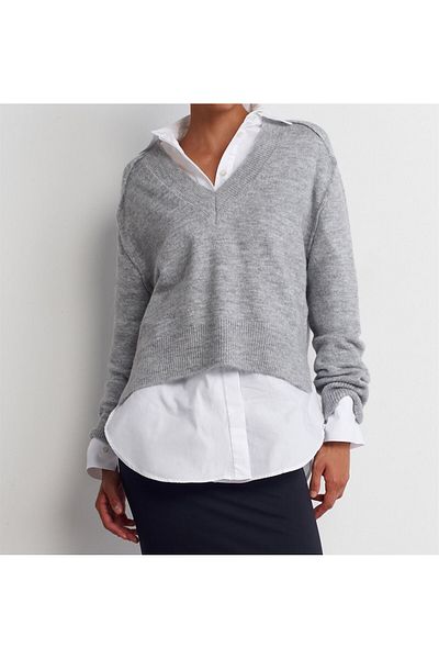 S'amore Clothing Vv Collar Stitching Slit Detailed Knitwear Sweater
